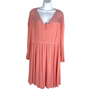 Torrid Skater Dress Women's 1X Embroidered Mesh Gauze‎ Long Sleeve Rayon